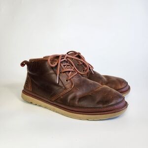 UGG Boots Mens Size 11 Neumel Lined Brown Leather Chukka Lace‎ Up Boots Western